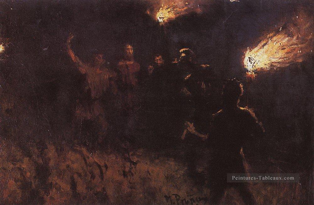 Prenant le Christ en détention 1886 Ilya Repin Peintures à l'huile